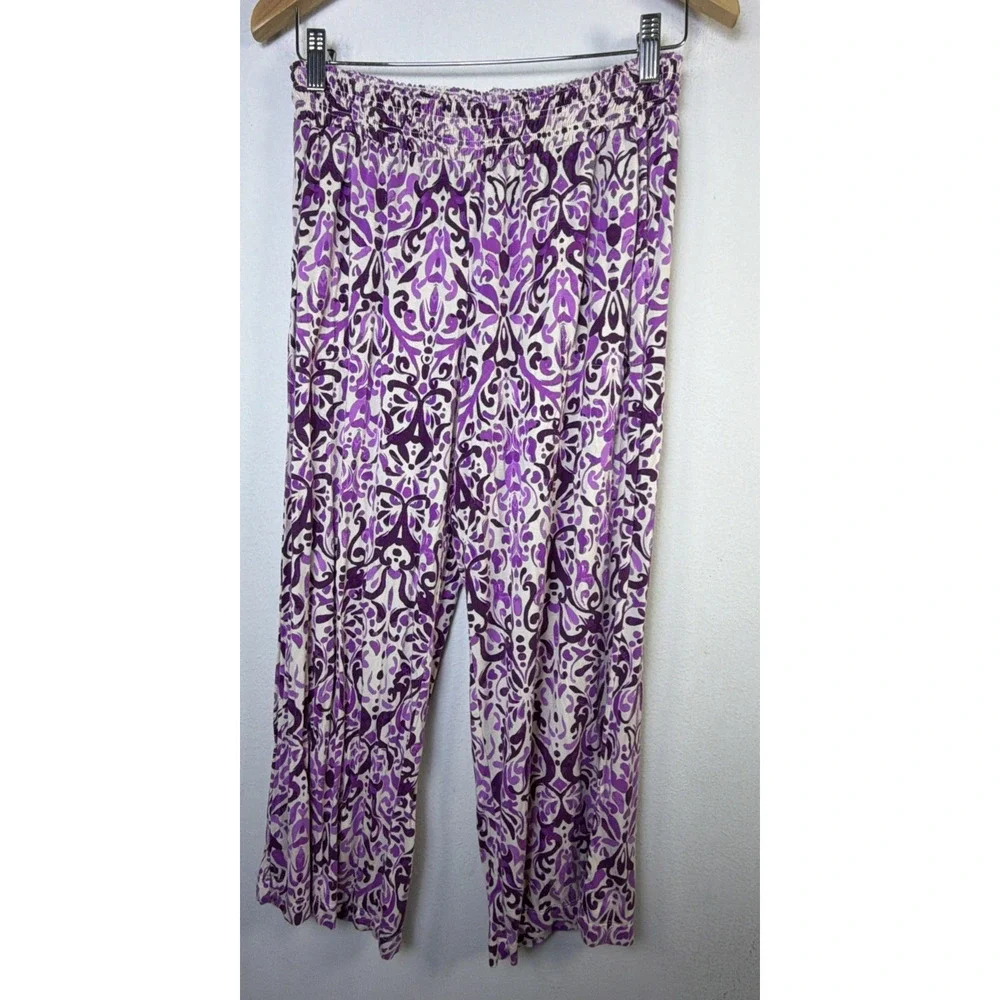 Soma cool nights top large pants medium Sleep set Purple wide leg crop pajamas